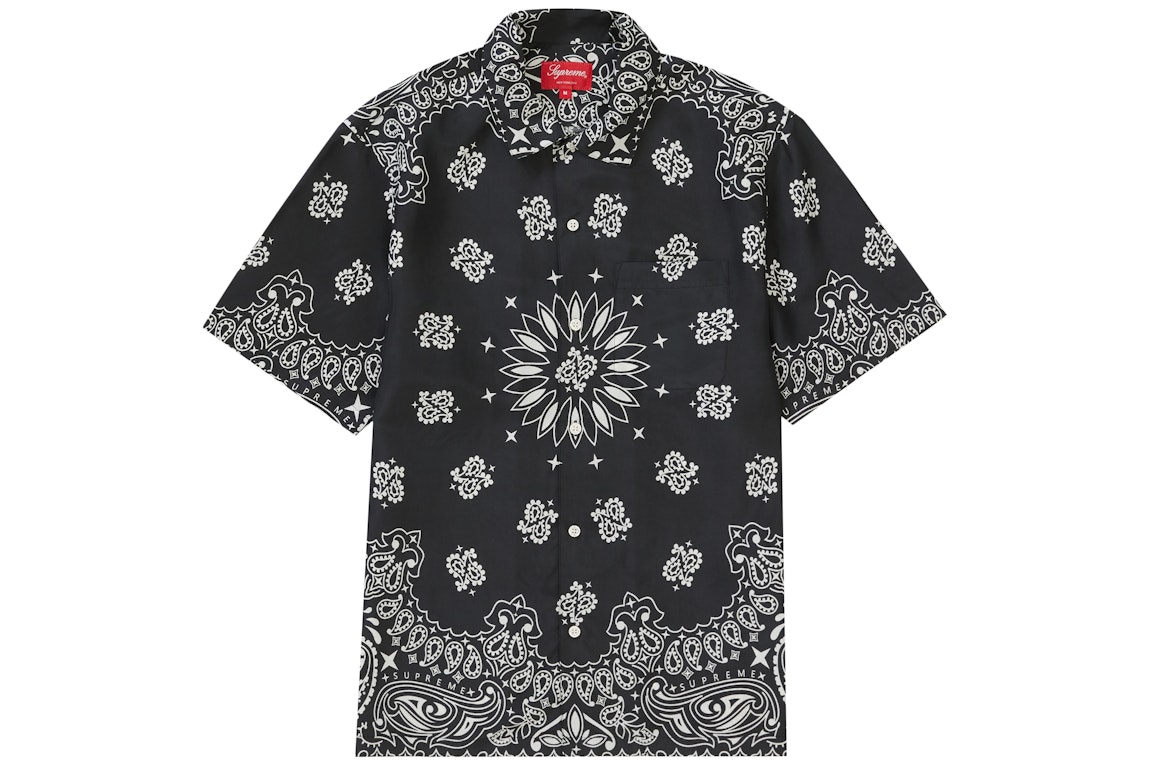 Pre-owned Supreme Bandana Silk S/s Shirt Black
