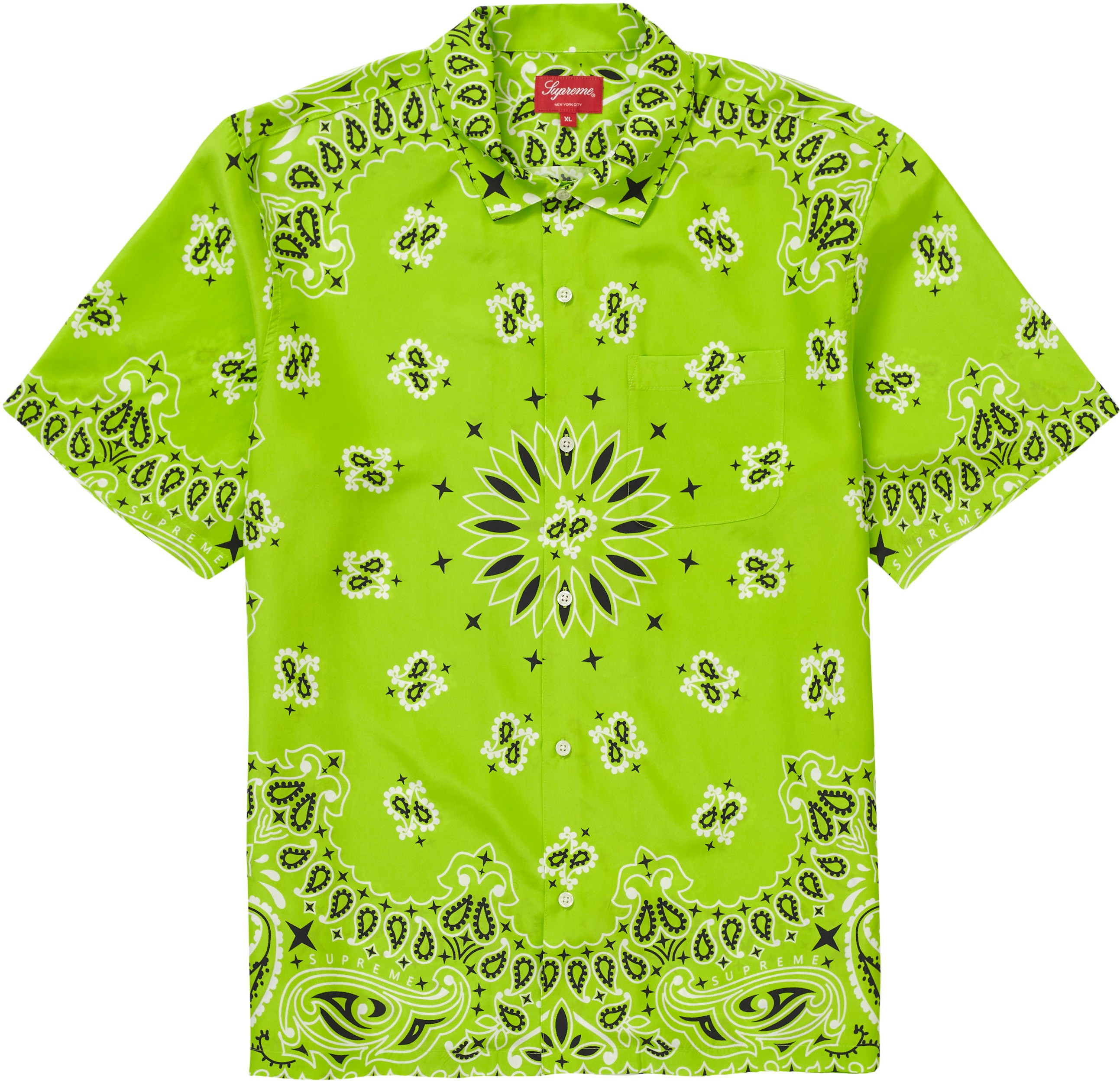 Supreme Bandana Silk S/S Shirt Bright Green - SS21