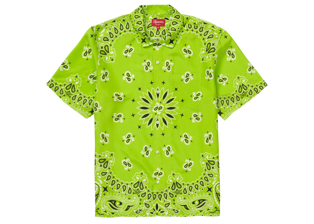 Pre-owned Supreme Bandana Silk S/s Shirt Bright Green