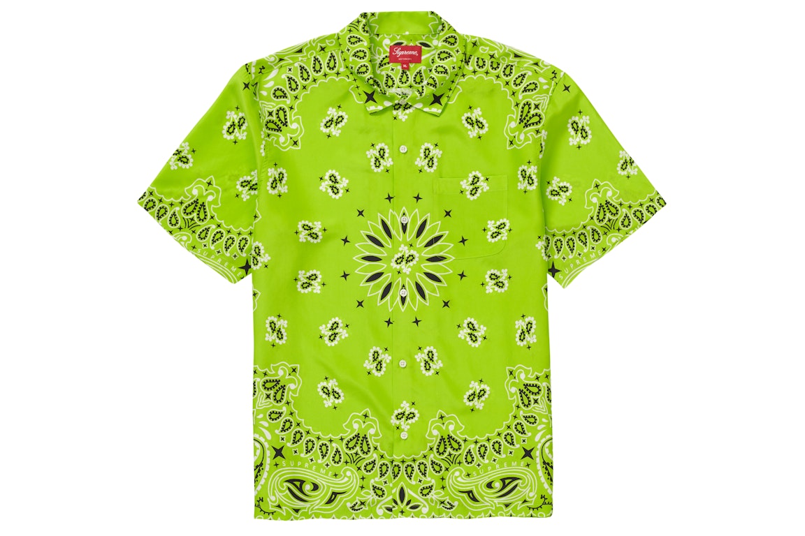 Pre-owned Supreme Bandana Silk S/s Shirt Bright Green