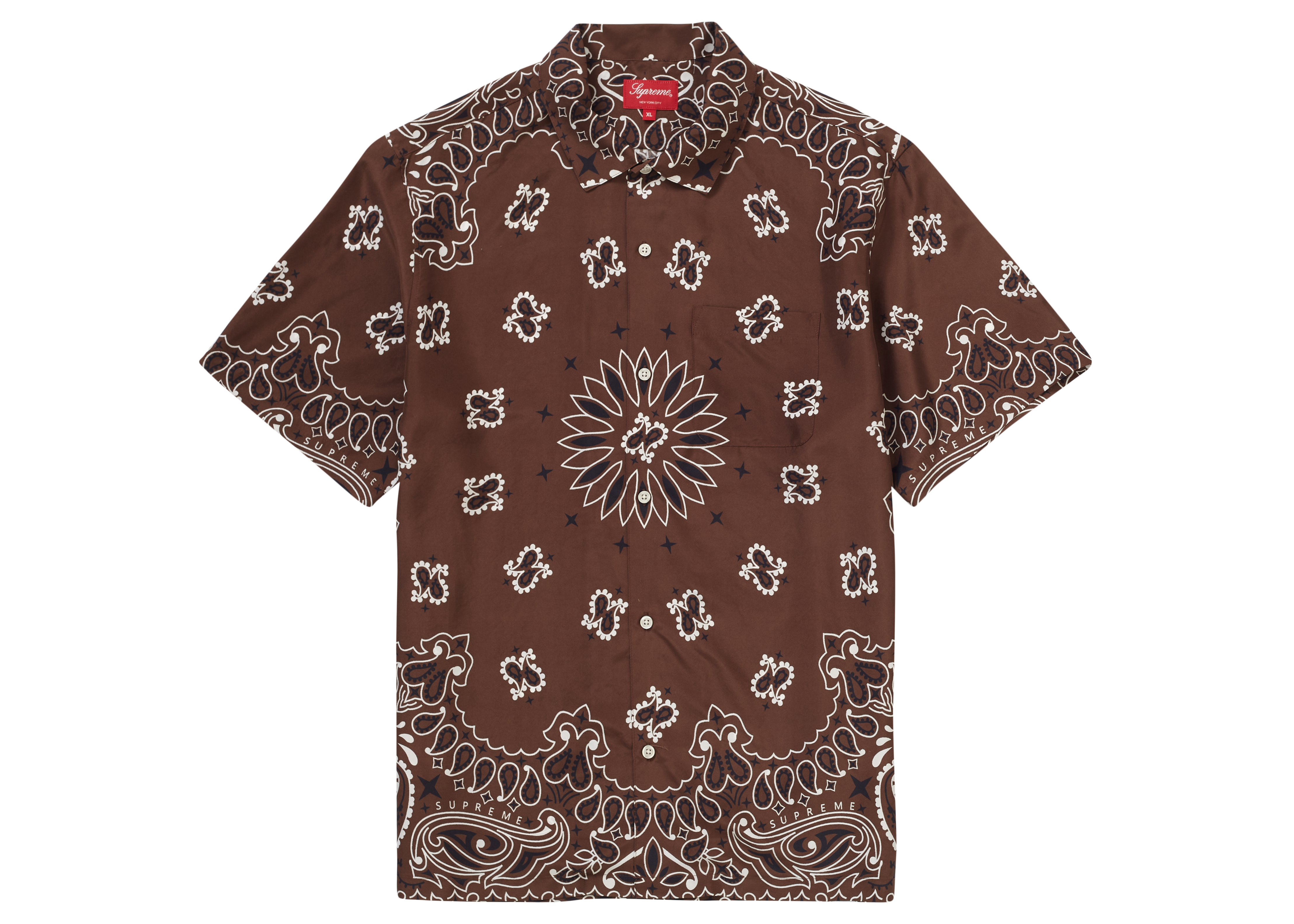 Supreme Bandana Silk S/S Shirt Brown