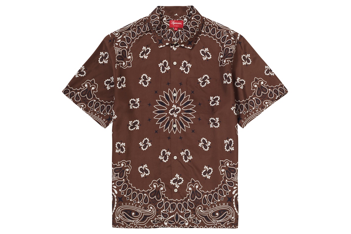 Pre-owned Supreme Bandana Silk S/s Shirt Brown