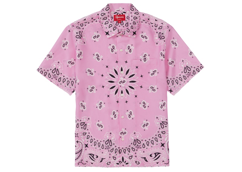 supreme Bandana Silk S/S Shirt red Sサイズ-