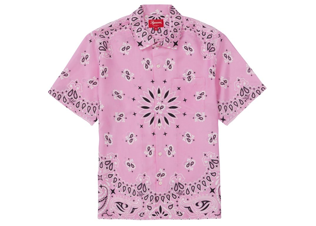Pre-owned Supreme Bandana Silk S/s Shirt Pink