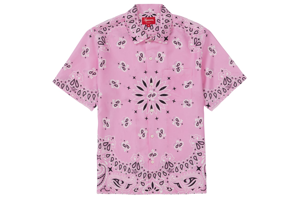 Pre-owned Supreme Bandana Silk S/s Shirt Pink