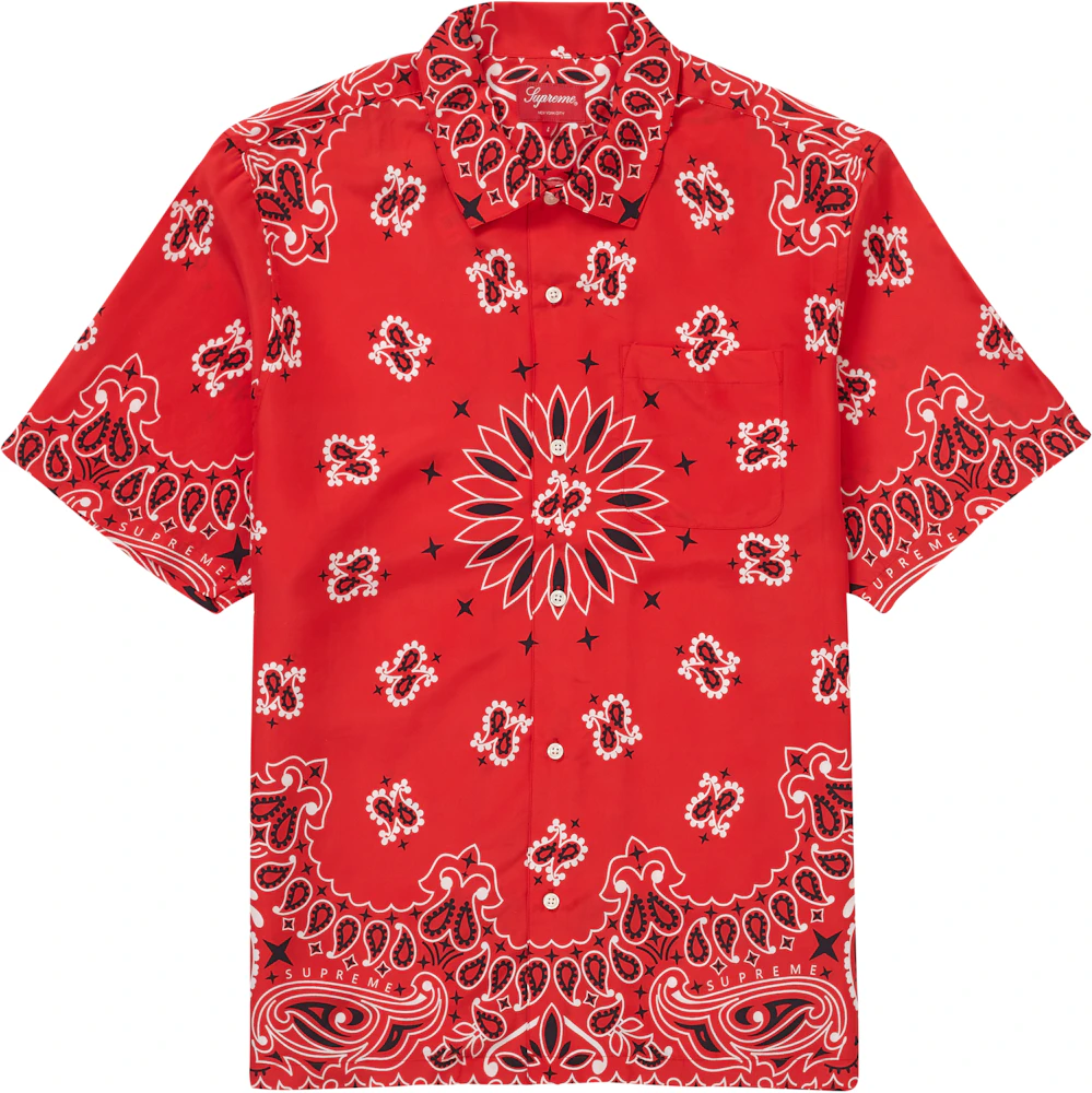 Supreme Bandana Silk S/S Shirt Red Men's - SS21 - US
