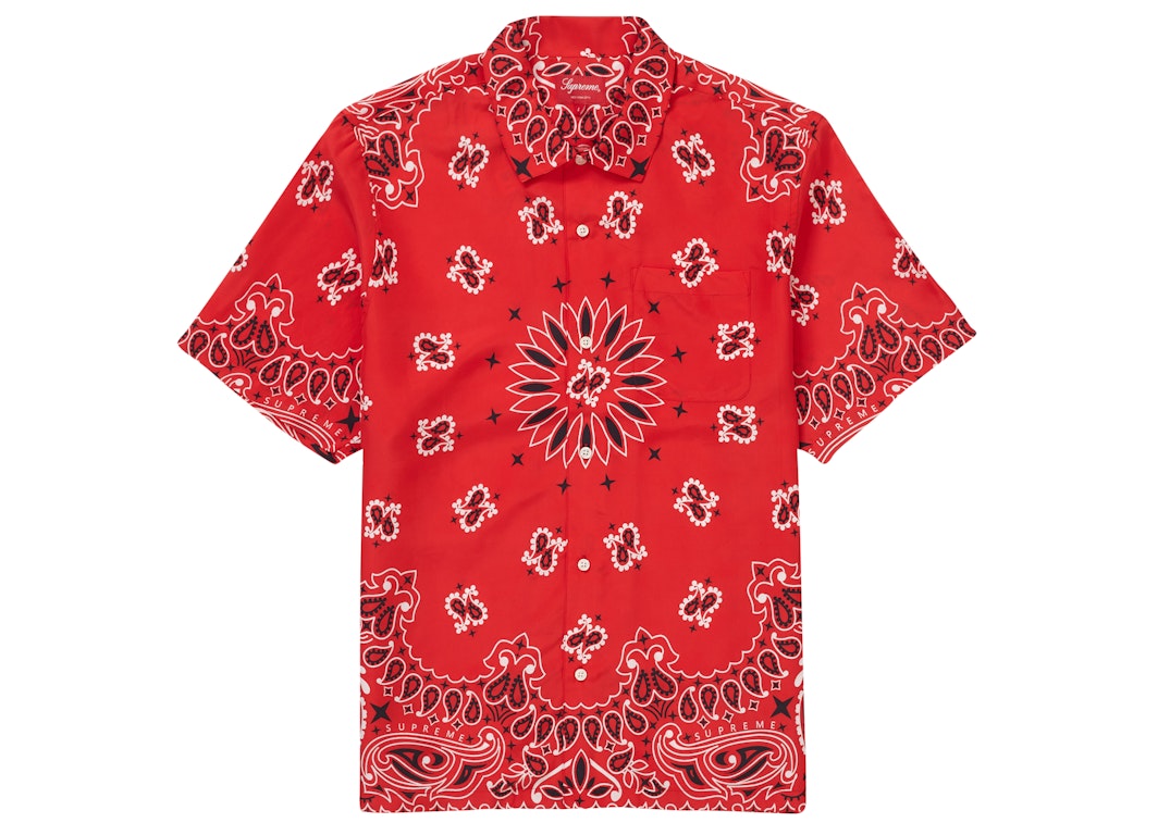 Pre-owned Supreme Bandana Silk S/s Shirt Red
