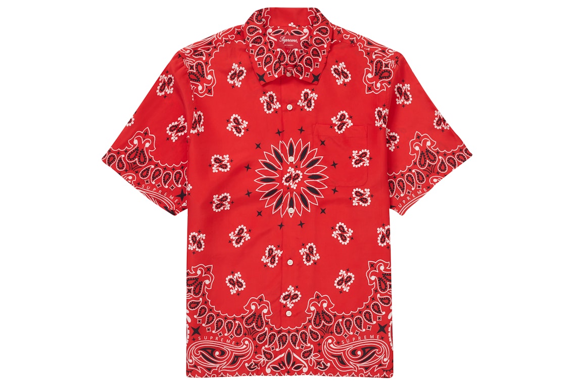 Pre-owned Supreme Bandana Silk S/s Shirt Red