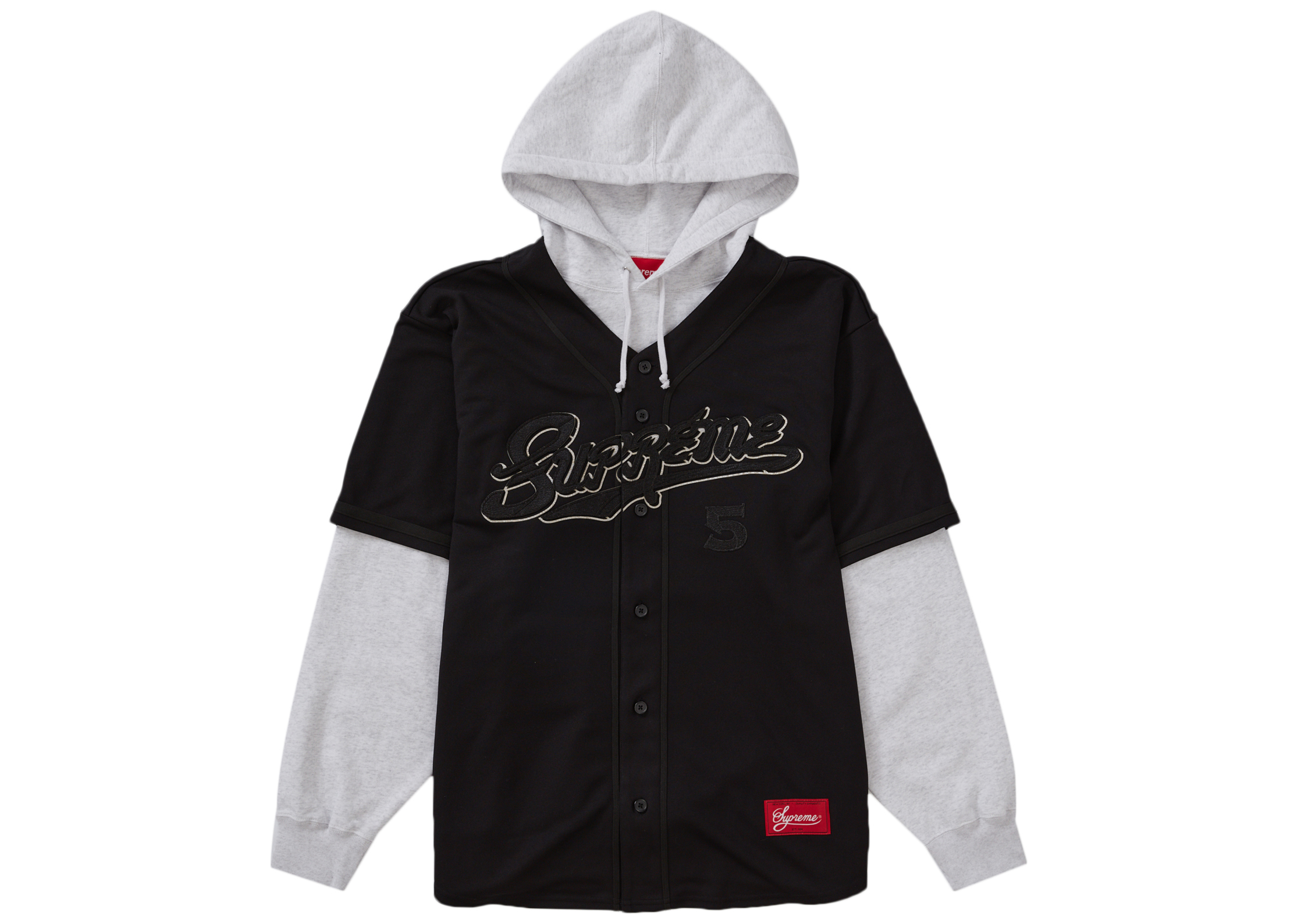Supreme Baseball Jersey Hooded Sweatshirt Black Men's - SS22 - US