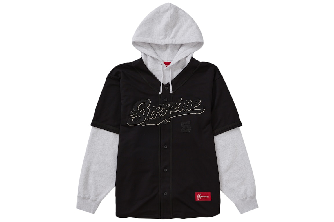 Click to view more detailed imagery on our partner's website Pre-owned Supreme Baseball Jersey Hooded Sweatshirt Black