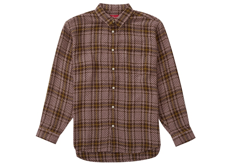 Supreme Basket Weave Plaid Shirt Brown