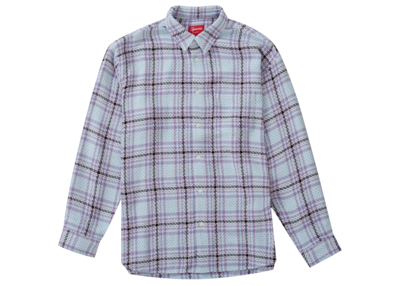 Supreme Basket Weave Plaid Shirt Light Blue