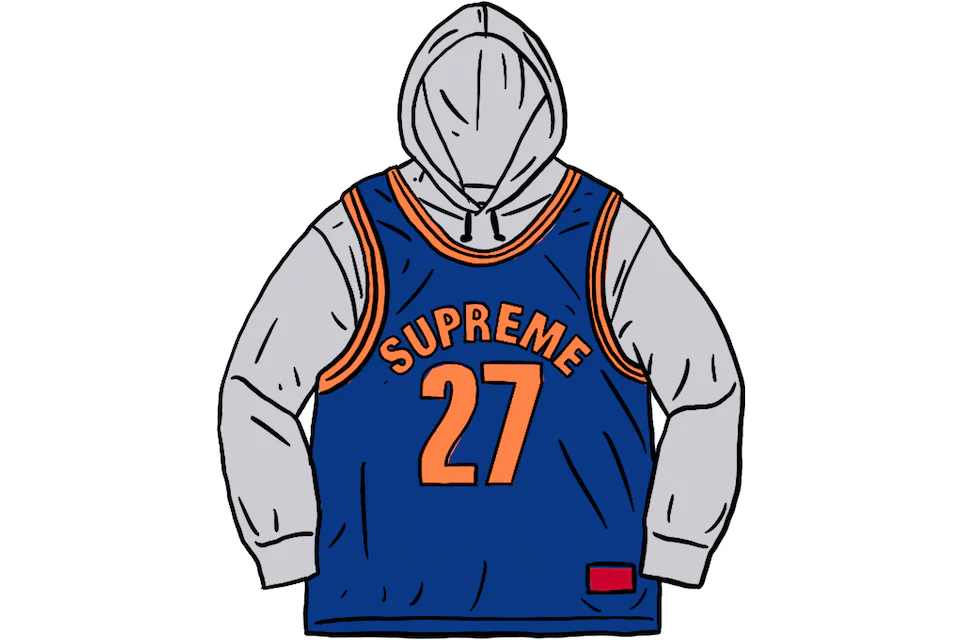 Supreme Basketball Jersey Hooded Sweatshirt Ash Grey