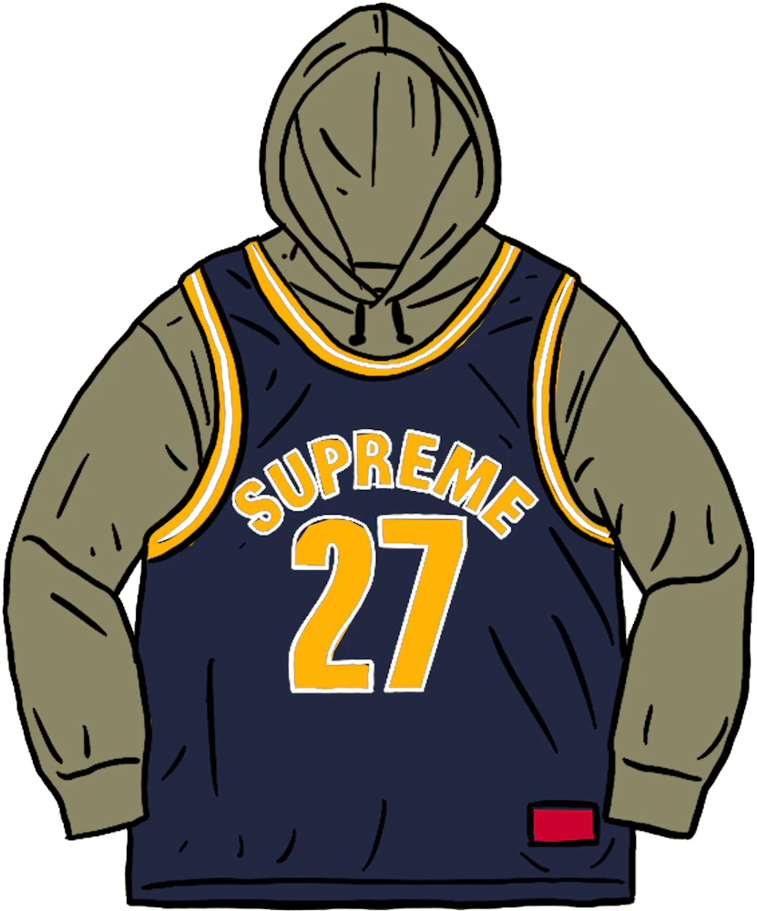 Supreme Basketball Jersey Hooded Sweatshirt Light Olive
