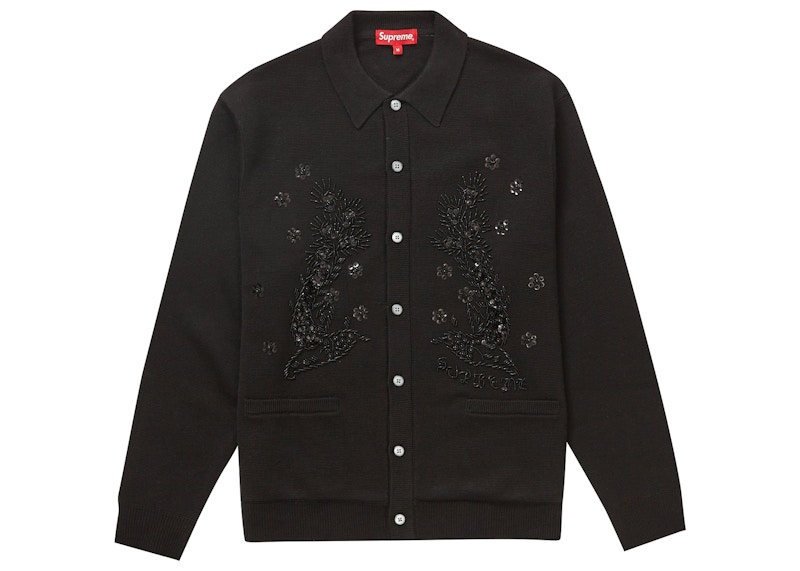 Supreme Beaded Applique Cardigan Black Men's - SS23 - GB