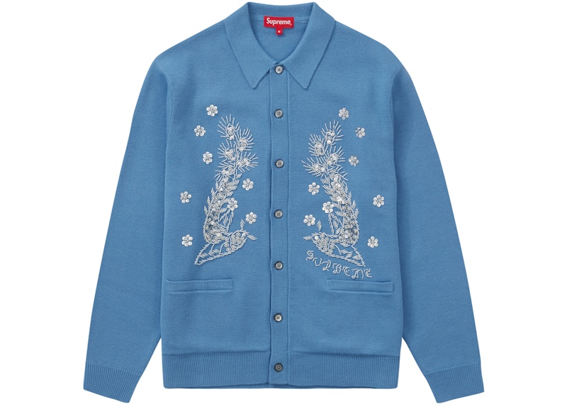 Supreme Beaded Applique Cardigan Bright Blue Men's - SS23 - GB