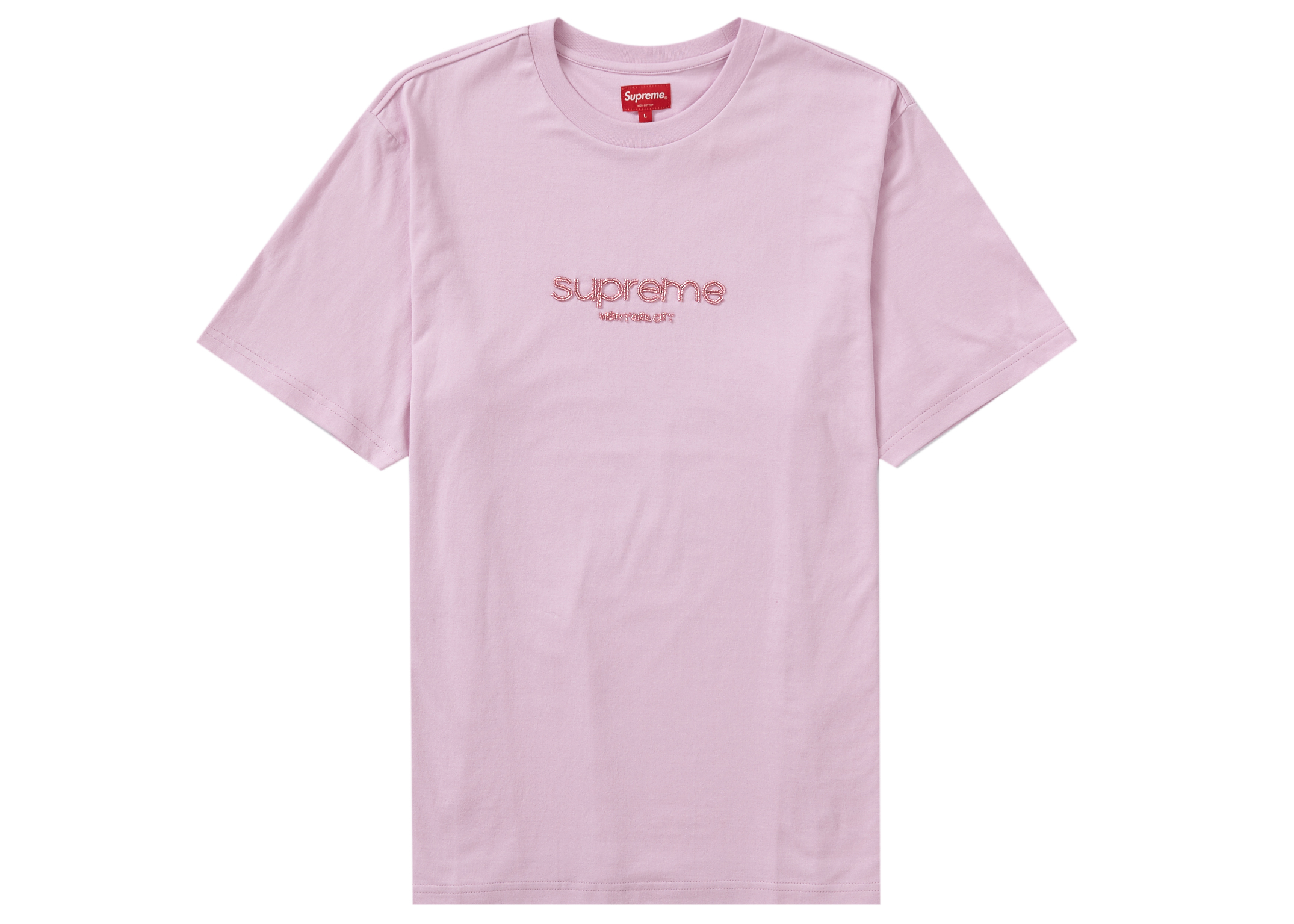 Supreme Beaded Logo S/S Top Pink Men's - SS22 - US