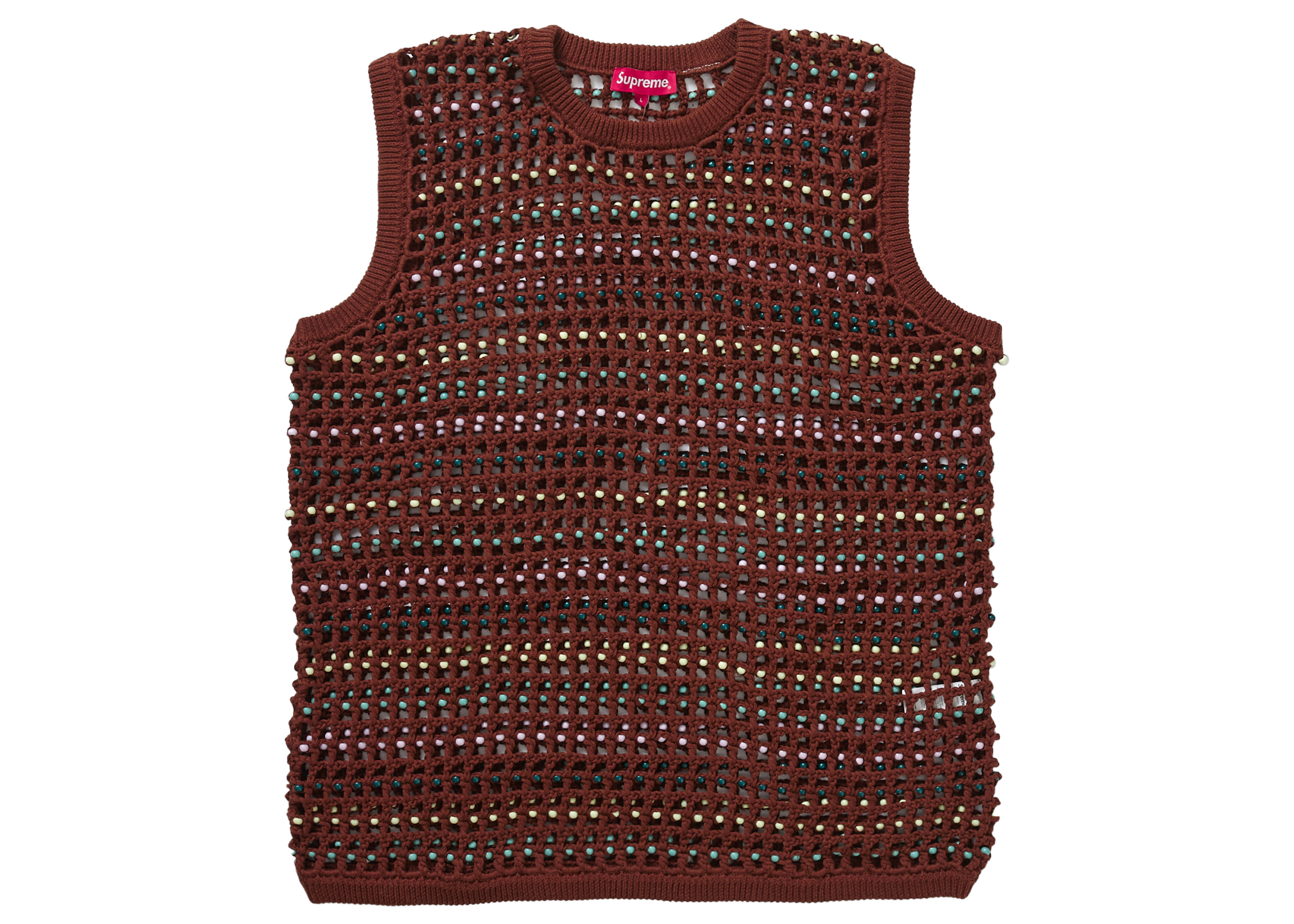 Supreme Beaded Sweater Vest Brown Medium | www 