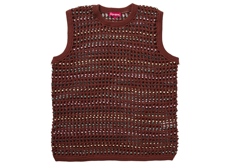 Supreme Beaded Sweater Vest Brown メンズ - SS23 - JP