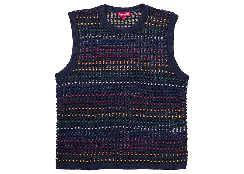 Supreme Beaded Sweater Vest Navy Men's - SS23 - US