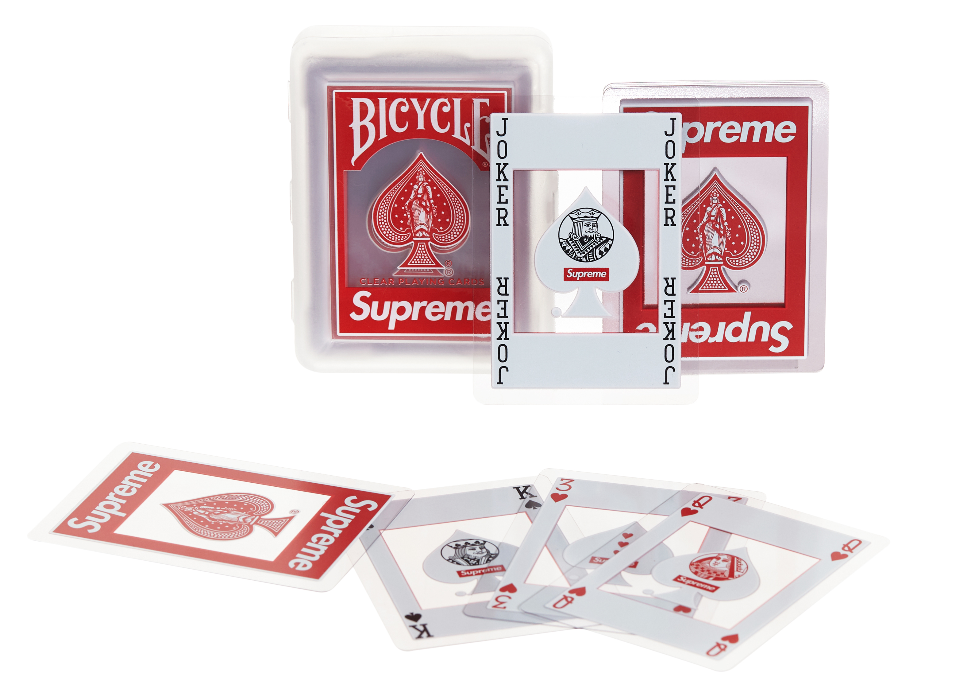 Supreme Bicycle Clear Playing Cards Red