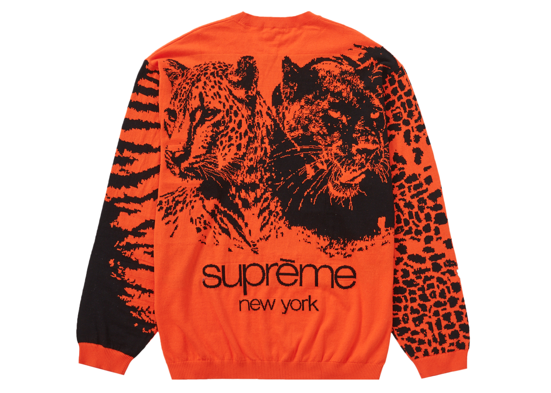 Supreme Big Cats Jacquard L/S Top Orange Men's - SS23 - US