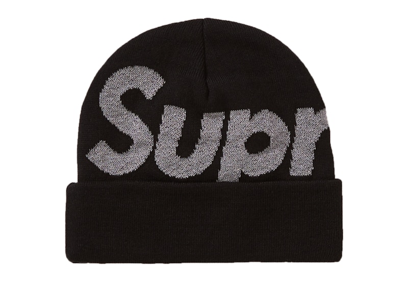 supreme big logo beanie blackニット帽/ビーニー - ニット帽/ビーニー