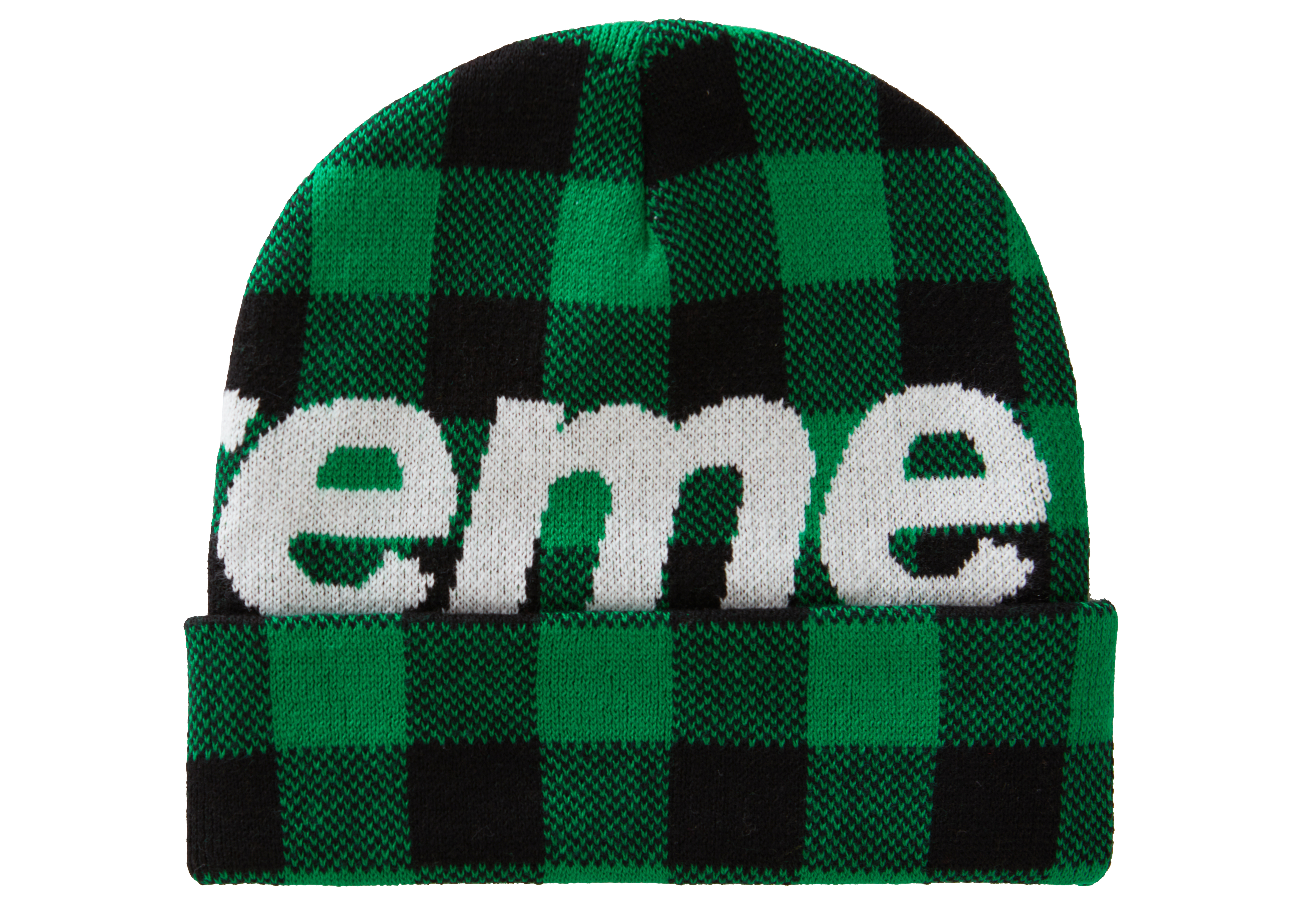 Supreme Big Logo Beanie (FW20) Green Plaid