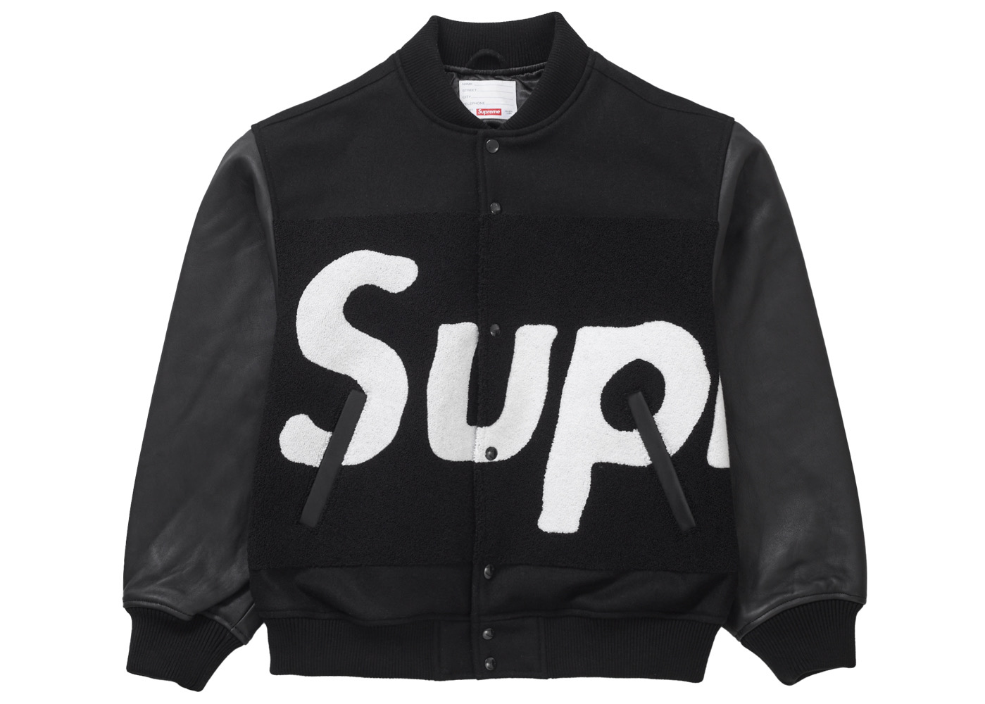 Supreme Big Logo Chenille Varsity Jacket Black