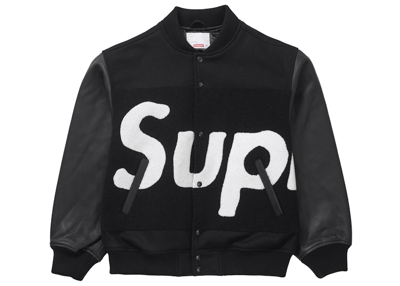 Supreme Big Logo Chenille Varsity Jacket Black Men's - SS24 - US