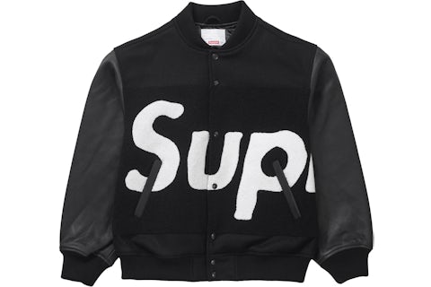 Supreme Big Logo Chenille Varsity Jacket Black Men's SS24 US