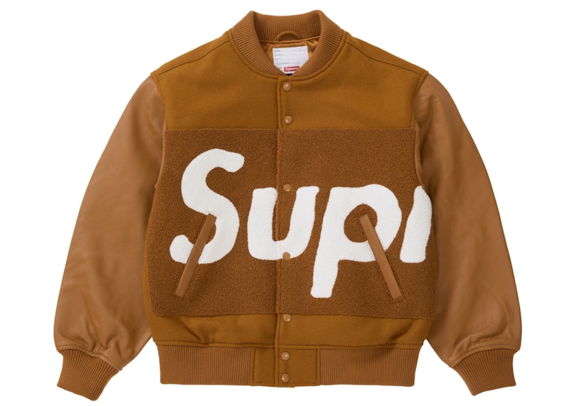 Supreme Big Logo Chenille Varsity Jacket Mustard