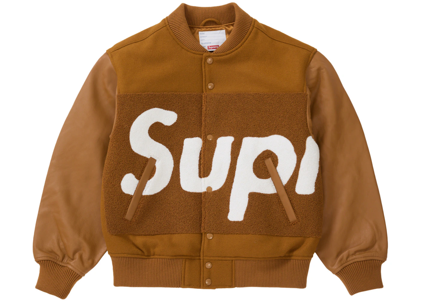 Supreme Big Logo Chenille Varsity Jacket Mustard Men's SS24 US