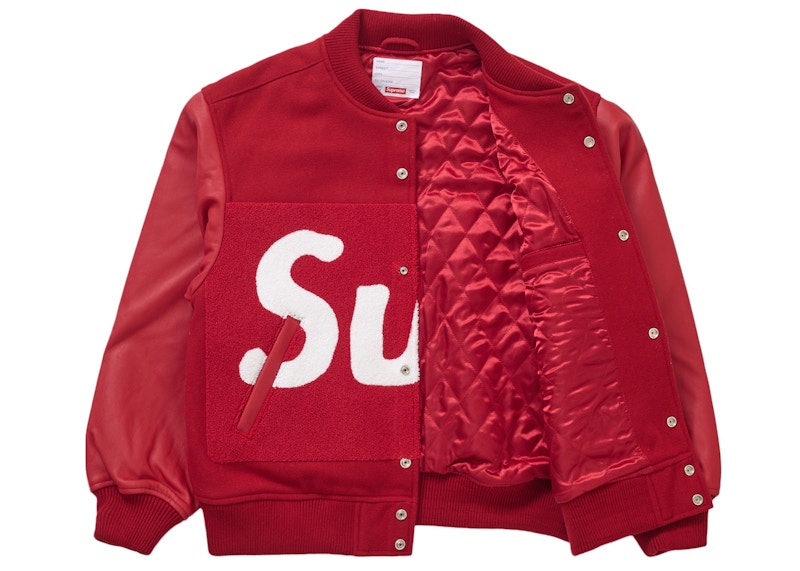 Supreme Big Logo Chenille Varsity Jacket Red