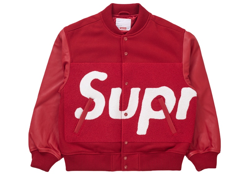 Supreme Big Logo Chenille Varsity Jacket Red Men's - SS24 - US