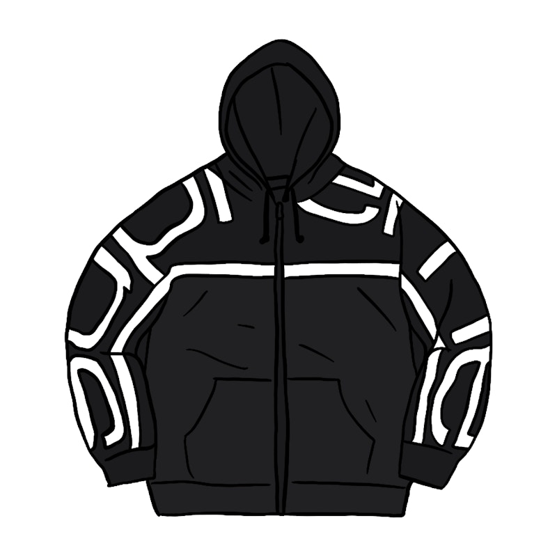 big logo paneled zip up hooded sweatshirt