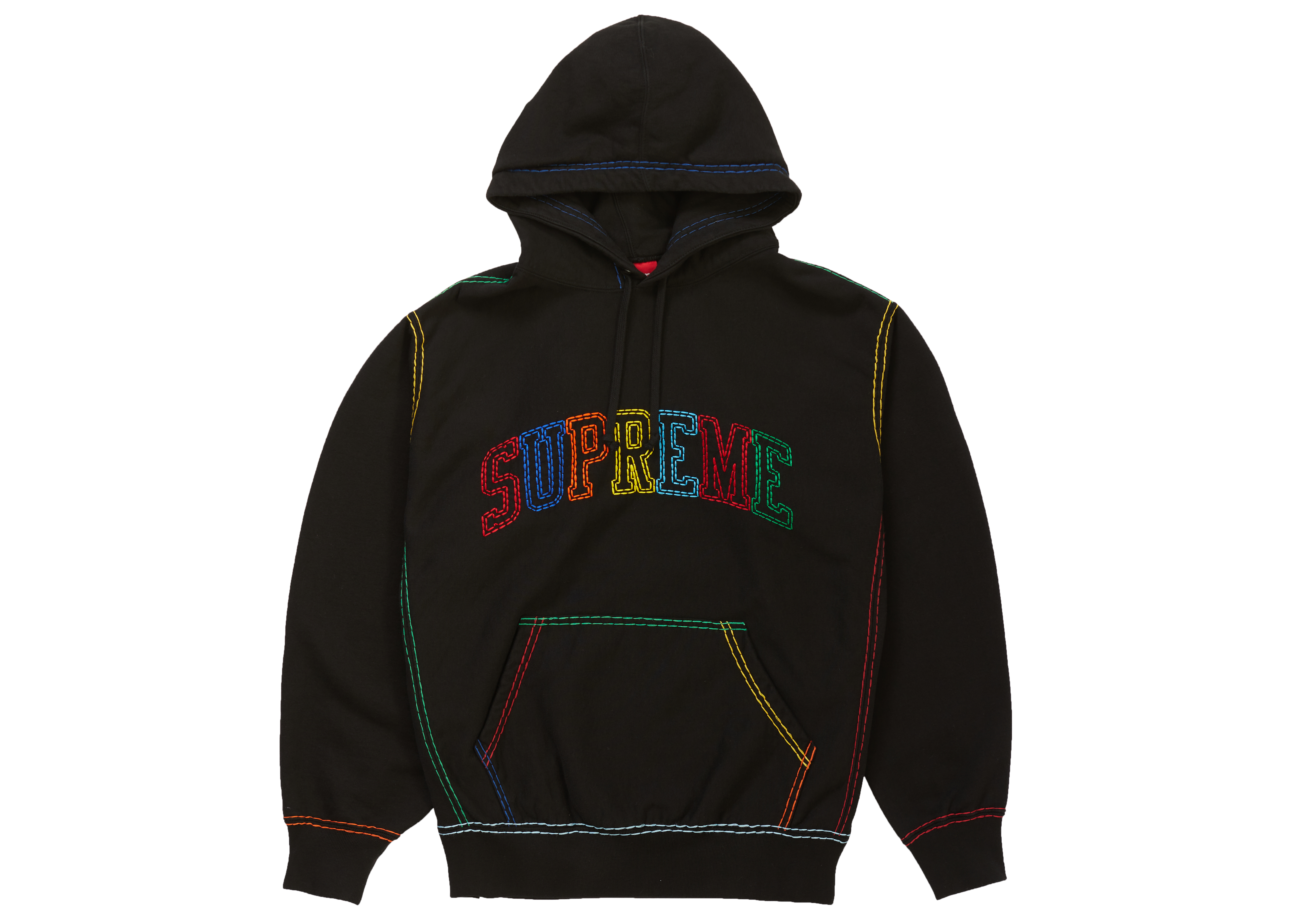Supreme Big Stitch Hooded Sweatshirt Black Men's - FW20 - US