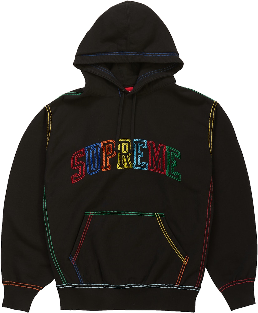 Supreme Big Stitch Hooded Sweatshirt Black - FW20