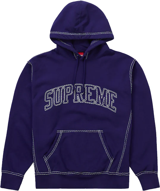 Supreme Big Stitch Hooded Sweatshirt Dark Royal Men's - FW20 - US