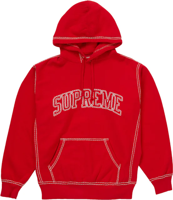 Supreme Big Stitch Hooded Sweatshirt Red - FW20 Men's - GB