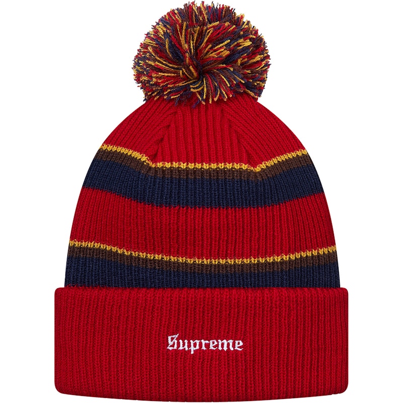 Supreme Big Stripe Beanie Red - FW17 - US