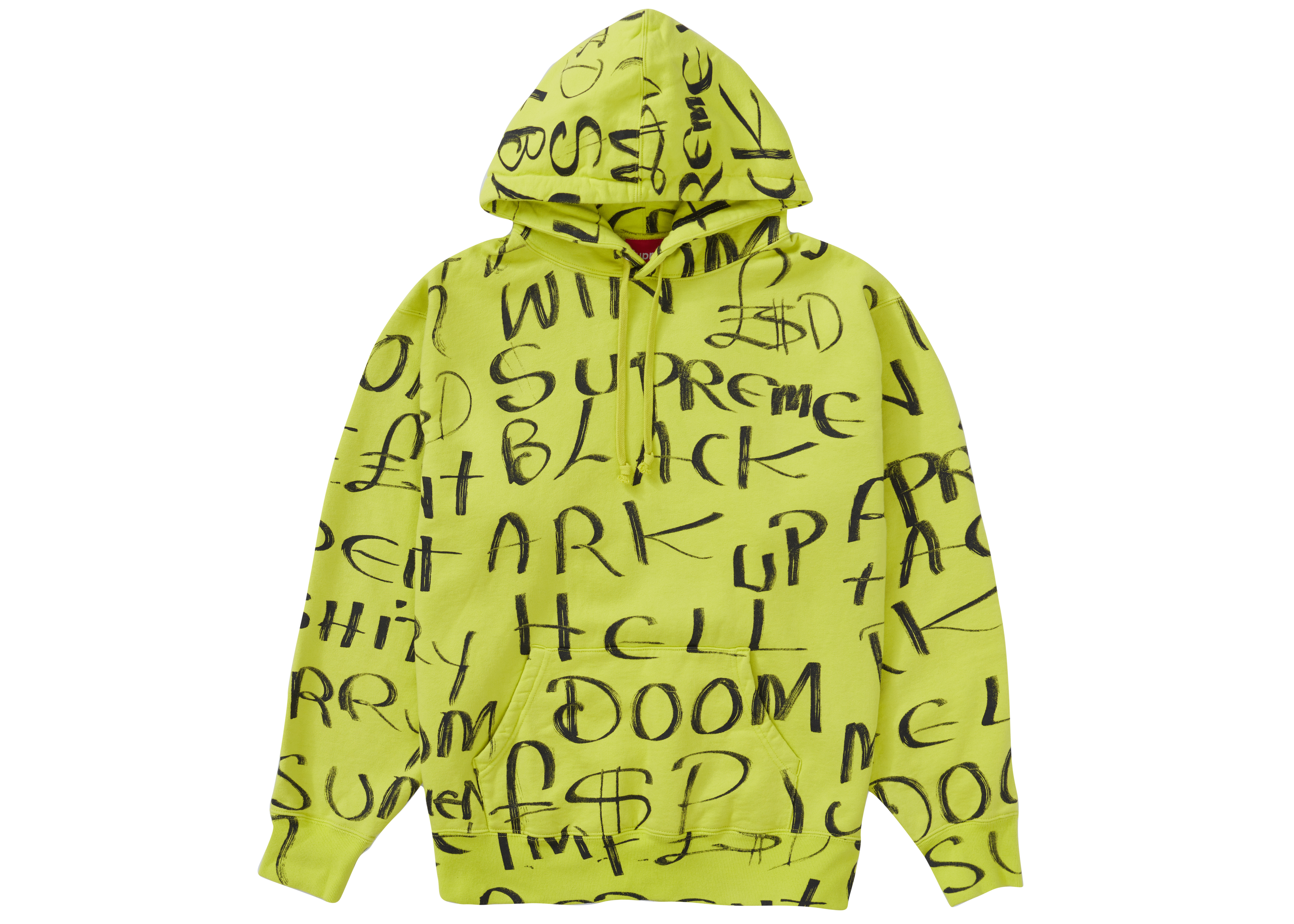 Supreme Black Ark Hooded Sweatshirt Fluorescent Yellow Men's