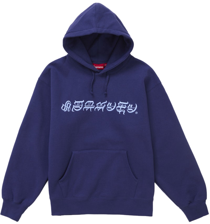Supreme Blackletter Hooded Sweatshirt Washed Navy Men's SS25