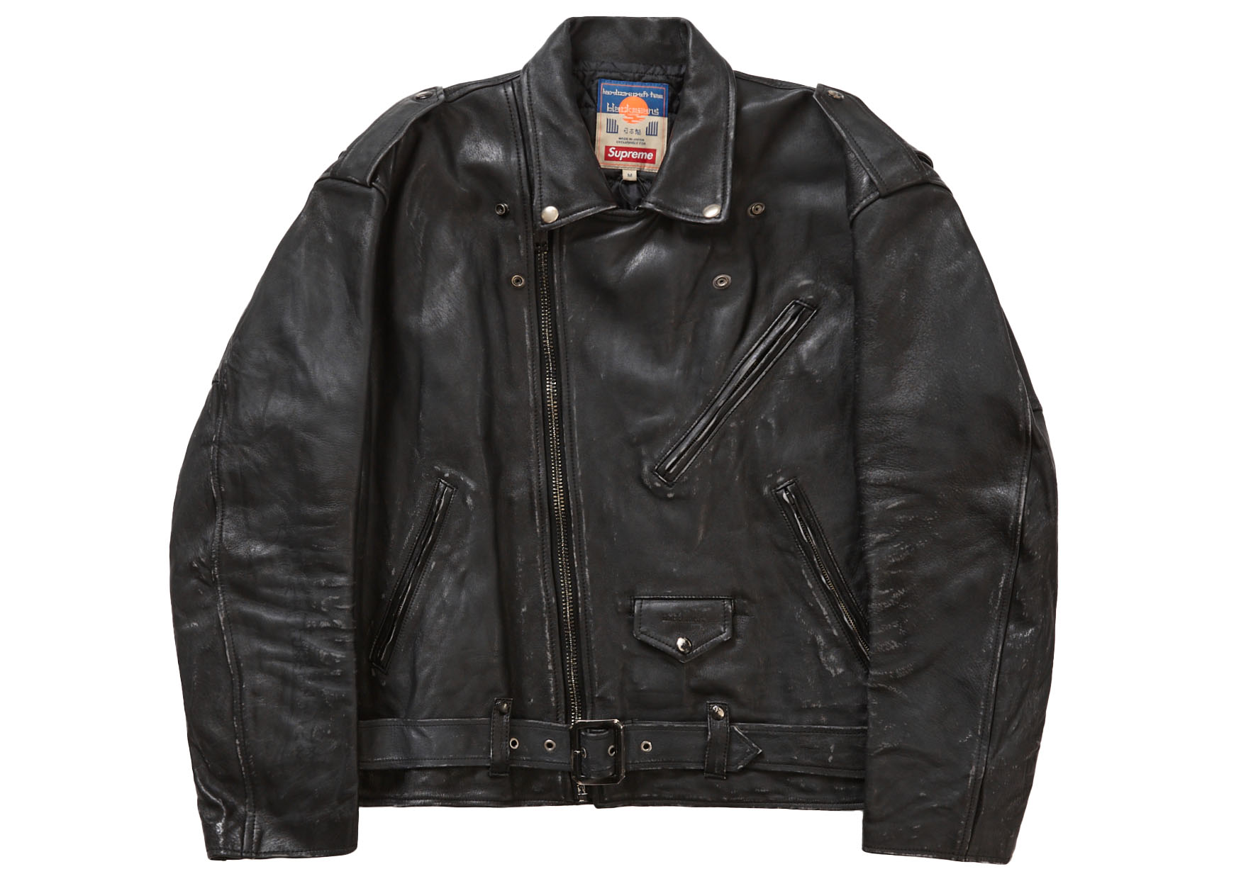 Supreme Blackmeans Painted Leather Motorcycle Jacket Black Men's 