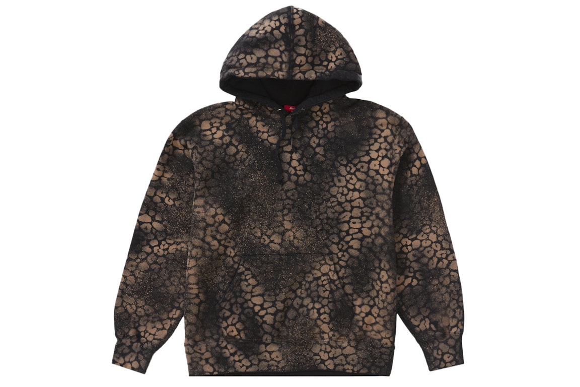 Pre-owned Supreme Bleached Leopard Hooded Sweatshirt Black