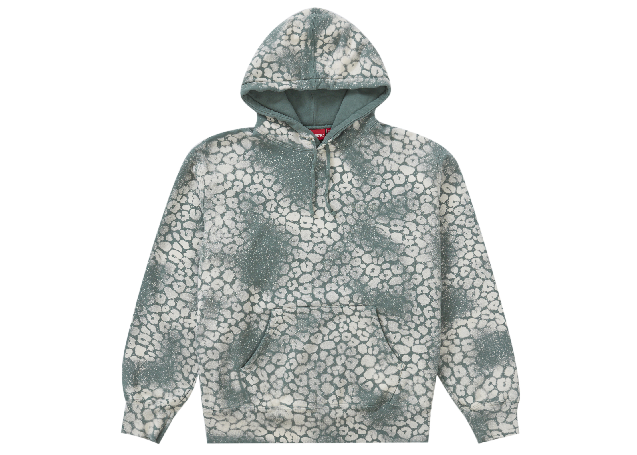 Supreme Bleached Leopard Hooded Sweatshirt Dusty Teal