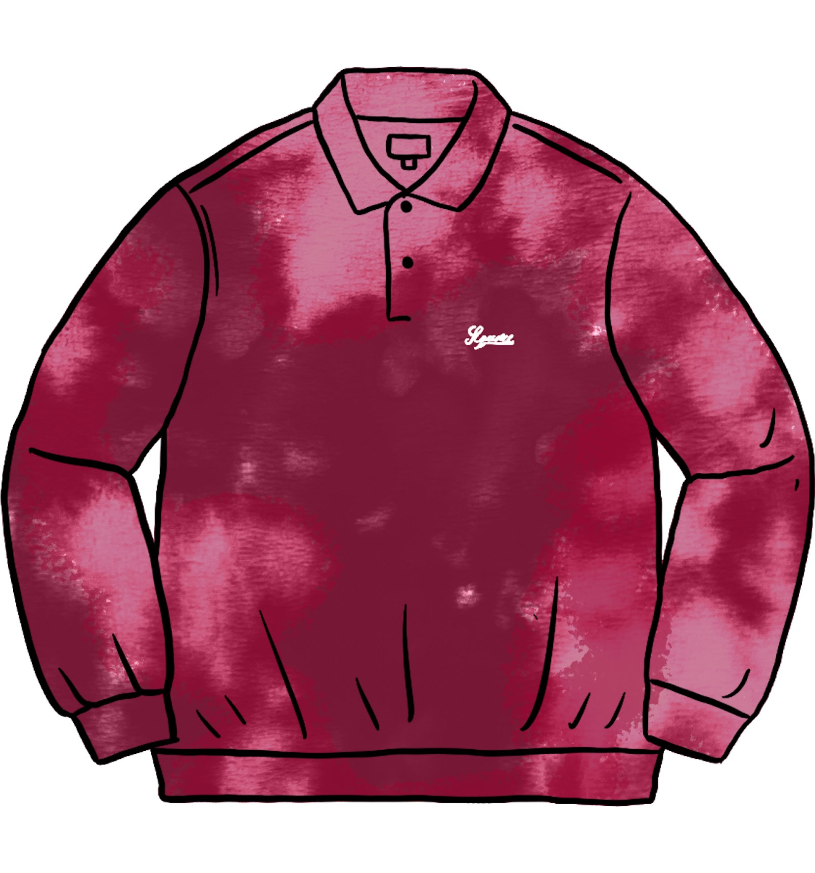 Supreme Bleached Velour L/S Polo Magenta