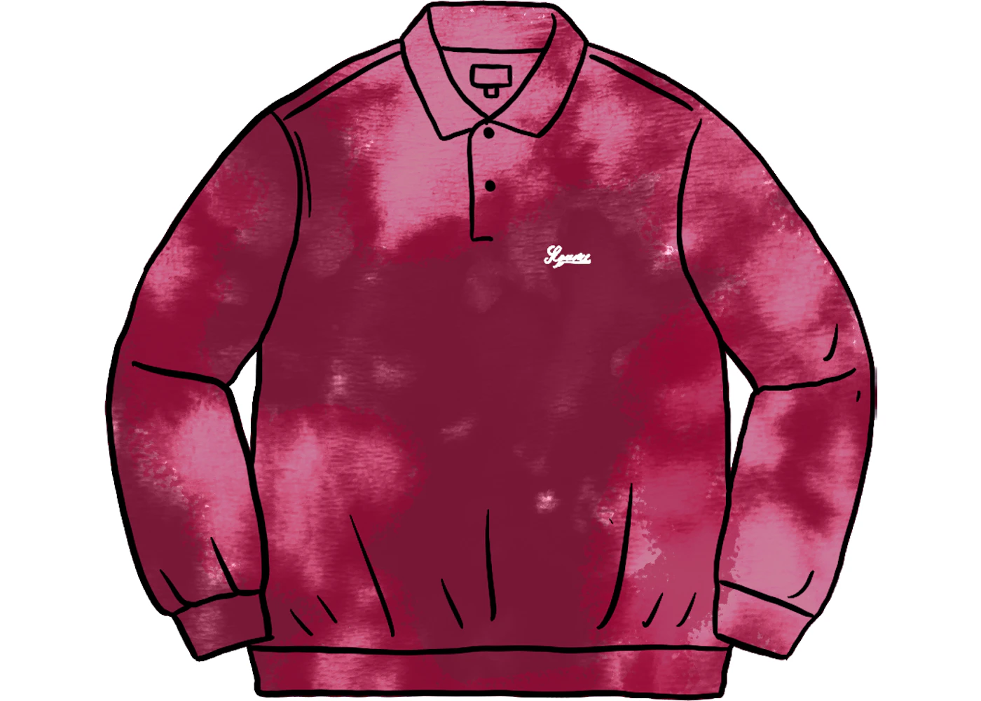 Supreme Bleached Velour L/S Polo Magenta - SS21 男士- TW