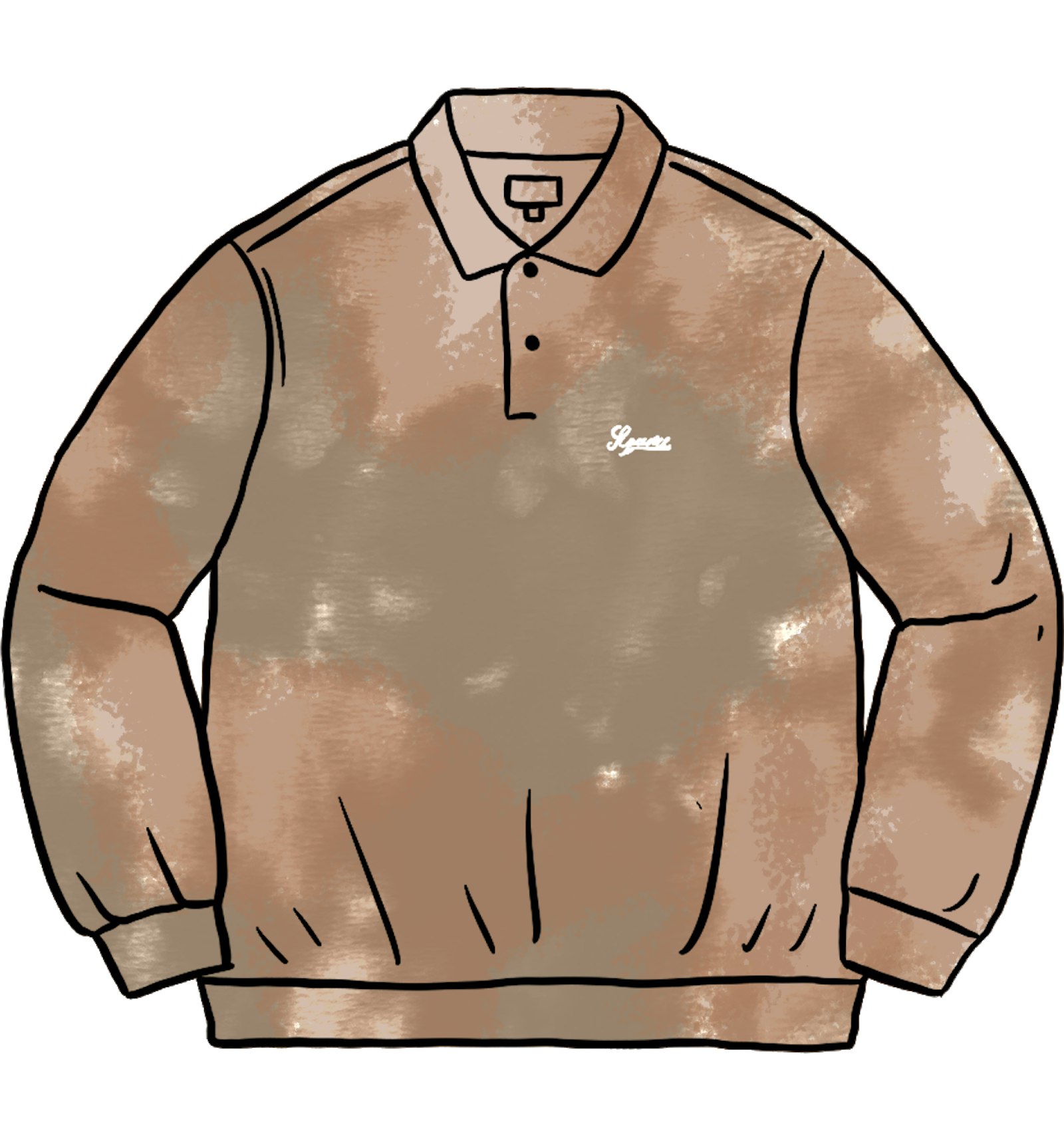 Supreme Bleached Velour L/S Polo Tan