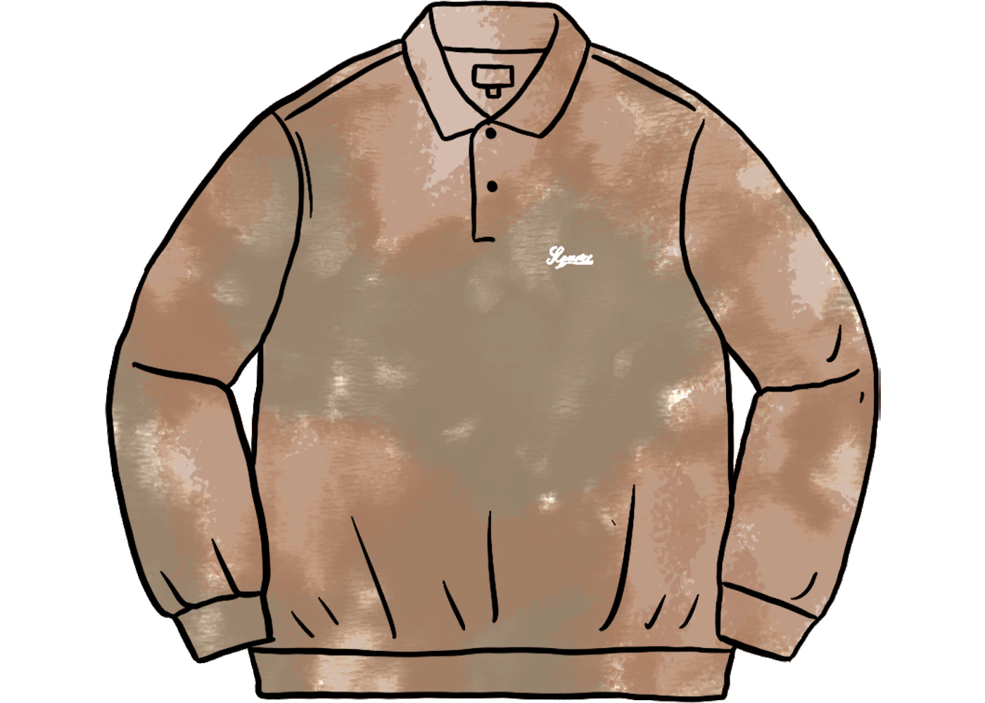 Supreme Bleached Velour L/S Polo XL | angeloawards.com